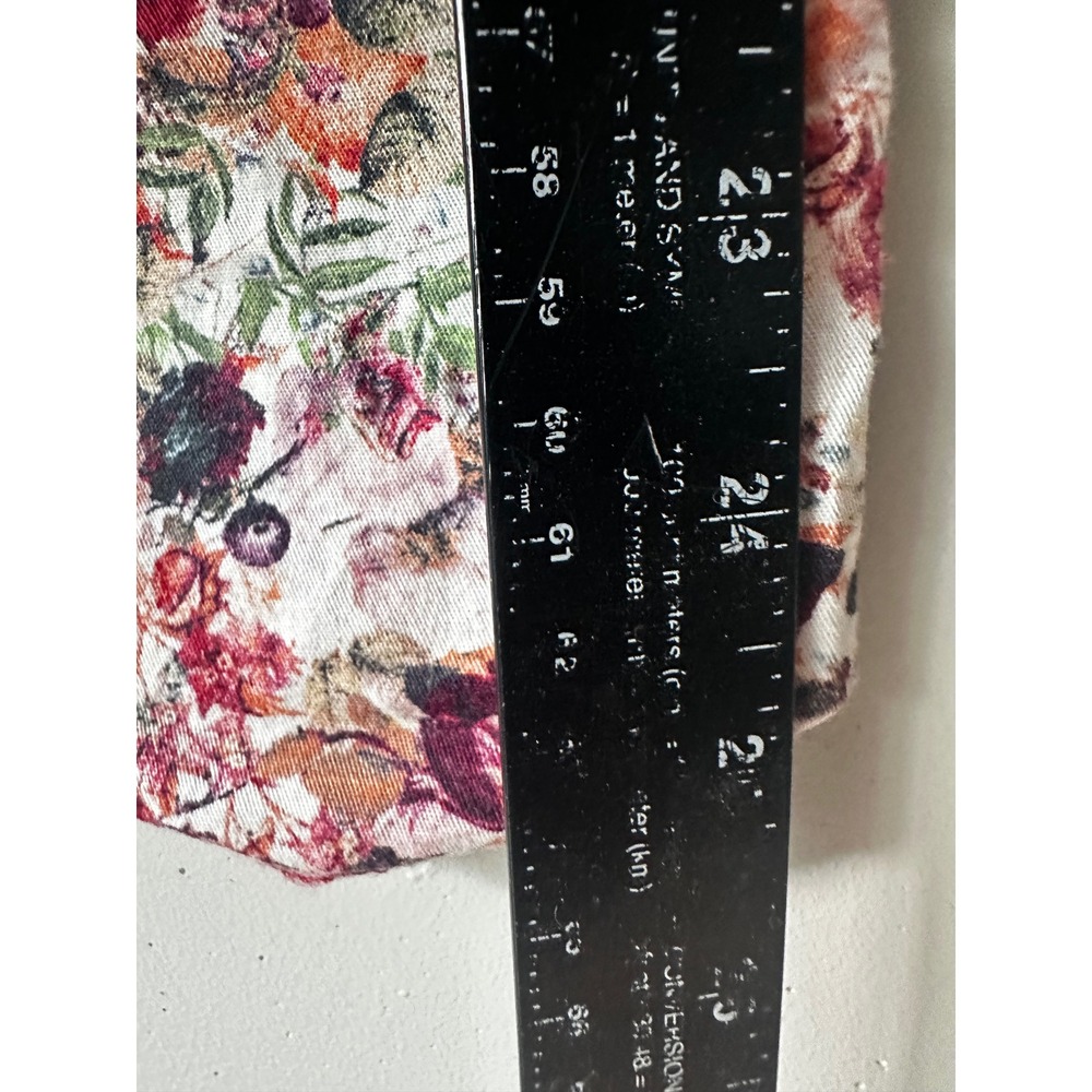 Zara Basic Womens Floral Ankle Trousers Slim Fit Multi Color XS Cotton Blend - Picture 5 of 8
